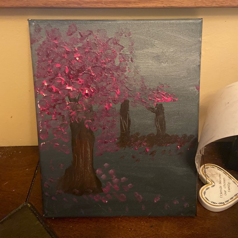 Acrylic pink tree painting